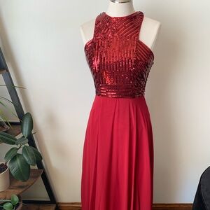 Elegant red evening gown